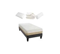 LITERIE - Pack Prêt à dormir LEMAN 90x200 cm - Matelas Mousse hypersoft + Sommier + Accessoires