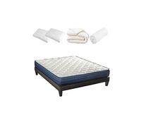 BELLECOUR LITERIE - Pack Prêt à dormir QUINCONCES 140x200 cm - Matelas Mémoire de forme + Sommier + Accessoires