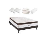 LITERIE - Pack Prêt à dormir ZERMATT 140x200 cm - Matelas Mémoire de forme + Sommier + Accessoires