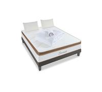 LITERIE - Pack Prêt à dormir ZERMATT 160x200 cm - Matelas Mémoire de forme + Sommier + Accessoires