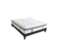 BELLECOUR LITERIE - Pack REINA 2.0 180x200 cm - Matelas Ressorts ensachés + Sommier Bois + Protège matelas anti punaise G