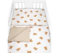 Literie pour lit d'enfant, coton, ensemble 2D, Mischa - blanc avec imprimé