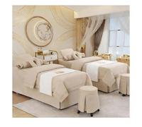 Literie pour salon de beauté Ensembles de couverture de spa de massage Couvre-lit de beauté 4 pièces en coton quatre saisons universel haut de gamme de luxe Beige Square bedside 185*80cm(72.8*31.5in）