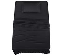 Literie utopie ensemble de draps de lit jumelle - literie 3 pieces - microfibre brosse - retrait et fondu resistant - soins faciles (noir jumeau)