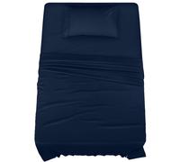 Literie utopie ensemble de feuilles de lit jumelle - litiere 3 pieces - microfibre brosse - retrait et fondu resistant - soins faciles (marine ju