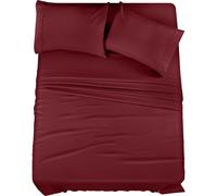 Literie utopie Ensemble draps de lit queen - litire de 4 pices - Microfibre bross - retrait et fondu rsistant - soins faciles (Bourgogne rein
