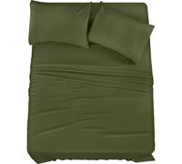 Literie utopie Sheet de lit queen - litiere de 4 pieces - microfibre brosse - retrait et fondu resistant - soins faciles (reine olive)