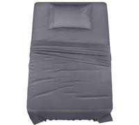 Literie utopie twin xl feuilles - litire 3 pices - microfibre bross - retrait et fondu rsistant - soins faciles (jumeau xl jumeau gris long)