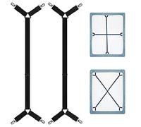 LiteTour Tendeur de drap de lit avec pinces, support de drap en croix pour drap-housse, support de drap de lit antidérapant avec bandes élastiques réglables, idéal pour matelas, housses de canapé et