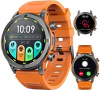 Lith Montre Connectée Homme Sport Appel Bluetooth Smartwatch Pour Android Et Ios - Montre Tension Arterielle Fréquence Cardiaque - Etanche Montre Homme Orange[L987]