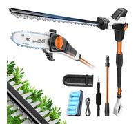 Litheli 2-en-1 Élagueur sur Perche et Taille Haie sans Fil, Batterie 2,0 Ah, Lame de 47 cm, tête inclinable et Perche rallonge pour Une Coupe Facile(Hauteur Fixe)