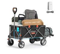 Litheli - Chariot électrique pliable avec freins, 200 l, 60 kg, adapté au camping, jardin, courses (noir, 1 batterie)