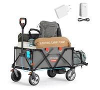 LiTHELi Chariot Électrique Pliable, Chariot à Main Pliable avec Moteur & Freins, 200L 60KG adapté pour Camping, Jardin, Plage, Achats (Gris, V140i & Chargeur)