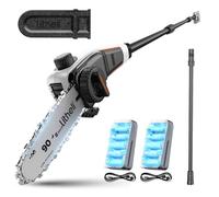 Litheli Élagueuse sur Perche sans Fil 20V avec 2*2.0Ah Batterie, Tronçonneuse Télescopique 20cm, 8m/s, 3800 RPM, Portée 3.4 m, Réglage Automatique & Lubrification Automatique, pour Branches et Jardin