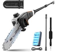 Litheli Élagueur sur Perche sans Fil 20V avec Batterie, Perches Élagueuses 20cm, 8m/s, 3800 RPM, Portée 3.4 m, Réglage Automatique & Lubrification Automatique, Tête Inclinable, avec bandoulière