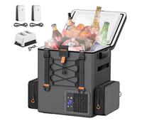 LiTHELi FrozenPack Glacière à compresseur 20 l, 12/24 V/240 V pour camping, voyage, camping-car, refroidissement rapide de 15 minutes, avec 2 batteries de 4,0 Ah et chargeur (3 paquets)