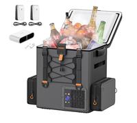 LiTHELi FrozenPack Glacière à compresseur 20 l, 12 V/240 V, pour camping, voyage, camping-car, refroidissement rapide de 15 minutes, avec 2 batteries de 4,0 Ah et chargeur (3 paquets)
