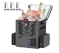 Litheli Glacière à accu électrique 20L, 12/24V 240V Réfrigérateur de Sac à Dos pour Camping, Voyage, Camping-Car, 15 Minutes de Refroidissement Rapide (3 Batteries)