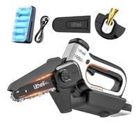 Litheli Mini Tronçonneuse à Batterie 10000 mAh, 20V, 15CM Tronconneuse Electrique Sans Fil Brushless, Élagueuse Batterie, Petite Tronçonneuse, Lubrification Automatique pour Jardin