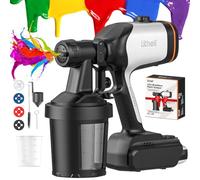 Litheli Pistolet à Peinture, Moteur sans Balai 500 W, réglage du débit d'air et de Peinture, 3 Modes de pulvérisation, 4 Buses, Batterie 4,0 Ah, pour travaux intérieurs et extérieurs.