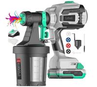 Litheli Pulvérisateur de peinture sans fil avec moteur sans balais Powerfu, 20 V 2,0 Ah avec 4 buses et 2 récipients de 800 ml, pistolet à peinture électrique HVLP pour maison, voiture, terrasse