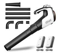 Litheli Souffleur à feuilles sans fil avec kit de nettoyage de gouttière, souffleur à feuilles sans balais avec turbocompresseur, vitesse d'air de 180 km/h, débit d'air 973 m³/h, montage sans outil