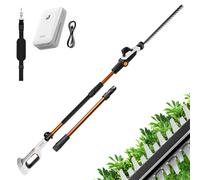 Litheli Taille-haie télescopique électrique 20 V avec Perche Fixe, Manche réglable 6 Positions Jusqu’à 3,4 m, Lame Double 42 cm, Batterie 10000 mAh, léger et Ergonomique, Taille haie sur Perche