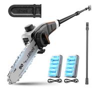 Litheli U20-PS Élagueuse sans fil télescopique pour couper et tailler les branches (2 x 2,0 Ah, vitesse de chaîne 8 m/s, longueur de lame 20 cm, 140 ml de lubrification automatique de la chaîne