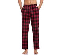 Litherday Pantalon de Pyjama Homme Coton à Carreaux Bas de Pyjama Longue Cofortable Respirant avec Poches à Cordon de Pantalon