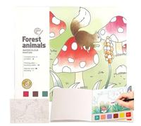 Lithyc Peinture pour Enfants de La ForêT Aquarelle,Cahier Coloriage,La à L'Aquarelle Avec Peintures Et Pinceaux, Adapté Aux Adultes