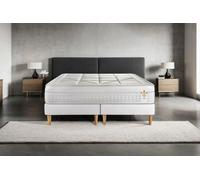 LITIER DELUXE Ensemble Le Vingt-Huit 160 x 200 cm Double sommiers Blanc | Epaisseur : 28 cm | Confort : Equilibré