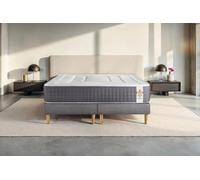 LITIER DELUXE Ensemble Le Vingt-Six 200 x 200 cm Double sommiers Gris | Epaisseur : 26 cm | Confort : Ferme