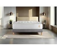 Ensemble matelas 140 x 190 cm Vingt-Quatre - Ressorts ensaches et memoire de forme - Ep : 24 cm - Ferme - sommier kit Gris