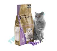 Litière agglomérante premium White Pure Paws 15 L (3 x 5 L), ingrédients 100 % naturels - 99,5 % sans poussière, agglomération forte
