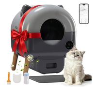 Litière Auto-Nettoyante 66L avec App et Capteur Infrarouge Anti-Pincement Diffuseur de Parfum Tapis Idéal Multi-Chats - Gris