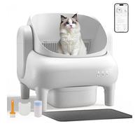 Litière Auto-Nettoyante pour Chat avec Design Ouvert App et Capteurs Tapis Anti-Déversement Idéal Multi-Chats Blanc