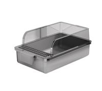 Litière auto-nettoyante pour chats semi-fermée autonettoyante pour chats avec côté haut ouvert Toilettes pour animaux de compagnie Facile à nettoyer pour grands animaux (Gris)