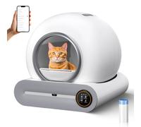 Litière Automatique pour Chat - 65 L/9 L - Grande litière autonettoyante pour Plusieurs Chats - Blanc - avec télécommande par Application Via Connexion WiFi - Accessoires de qualité pour Chat sans