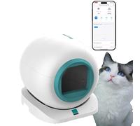 Litière automatique pour chat, bac à litière autonettoyant avec porte, robot intelligent de 65 l avec télécommande et fonctions de sécurité