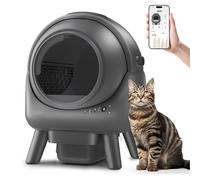 Litière autonettoyante pour plusieurs chats - Bac à litière automatique avec contrôle par application, élimination des déchets sans odeur, double capteurs de sécurité, sacs à litière, gris-Qx2