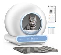 Litière autonettoyante, sécurité intégrée, automatique, 65 L + 9 L, pour plusieurs chats, contrôle par application, élimination des odeurs, tapis et doublure inclus (3 rouleaux) - Bleu