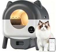Litiere Chat Autonettoyante,66L Litiere Automatique avec Capteurs De Sécurité,6 Lumières d'ambianceContrôle par Application,Protection Anti pincement (Gris Foncé)