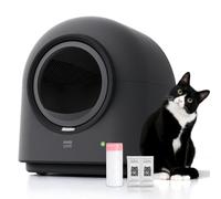 Litiere Chat Autonettoyante, Bac à Litière Automatique ABRCT L1-Pro, Anti-Pincement/Odeur/Fuites, Contrôle APP, Fonction de Pesée, Distinguer Plusieurs Chats, Capacité Maximale de 60L, Gris Foncé