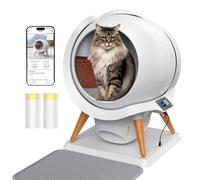 Litiere Chat Autonettoyante HONEYGUARDIAN, Bac à Litière Automatique Chat avec Contrôle APP, Anti-Fuites/Odeur/Secure, Étanche IPX5 et Nettoyage Facile, Capacité 63L pour Plusieurs Chats (3-15kg)