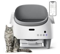 Litiere Chat Autonettoyante, Litiere Automatique avec 12 Capteurs De Sécurité, App Contrôle,Bac à Litière Autonettoyant Hauteur de Porte Réglable,Bac à Litière Électrique pour Plusieurs Chats