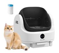 PawHut Litière Chat autonettoyante bac à litière pour Chat Automatique Ouvert Isolation des odeurs/Protection de sécurité, Sac Poubelle, Grande Poubelle, pour Plusieurs Chats, Blanc