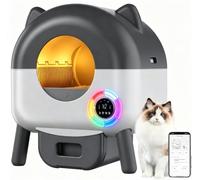Litiere Chat Autonettoyante XXL, Bac Litiere pour Chat Capacité 66L avec Capteurs de Sécurité, 6 Lumières, Contrôle APP,Anti-fuites/Pincement/Odeur,Silencieuse,Litiere Chat Fermé,pour Plusieurs Chats