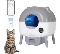 Litiere Chat Autonettoyante XXL, Bac Litiere pour Chat Capacité 66L avec Capteurs de Sécurité, 6 Lumières, Contrôle APP,Anti-fuites/Pincement/Odeur,Silencieuse,Litiere Chat Fermé,pour Plusieurs Chats