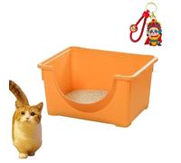 【Litière Chat XXL】 Bac à Litière Grand Modèle - Semi-Ouvert Anti-Éclaboussures, Contrôle Odeurs - pour/Adulte - PP Résistant + Cadeau Porte-Clés Panda (Jaune, M(46.5CM*34.5CM*24.5CM))