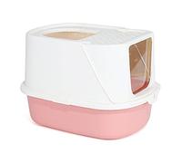 Litière couverte grande litière pour chat à capuchon fermée et amovible, 57 cm × 43,6 cm × 38,2 cm (couleur : rose)